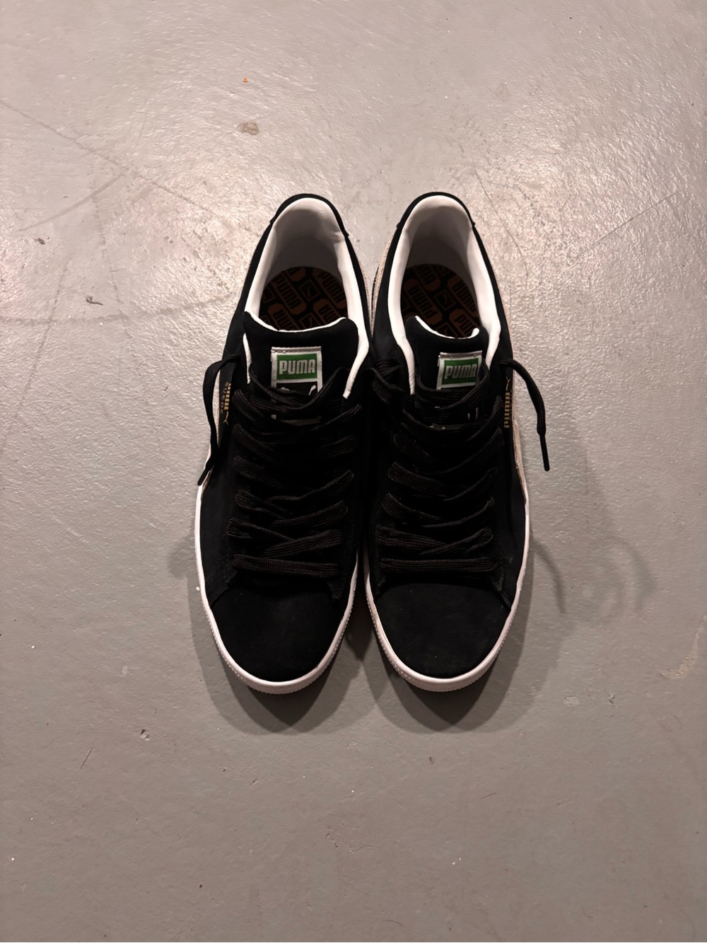 Puma Black Suede Low-Top Sneakers with White Trim